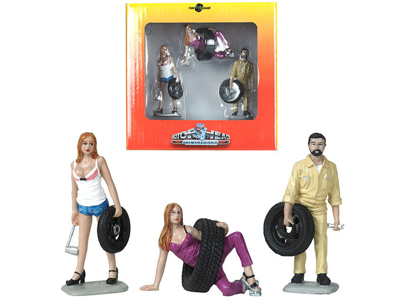 Val, Meg and Gary Tire Brigade 3 piece Figurine Set 1/24 by Motorhead Miniatures-0