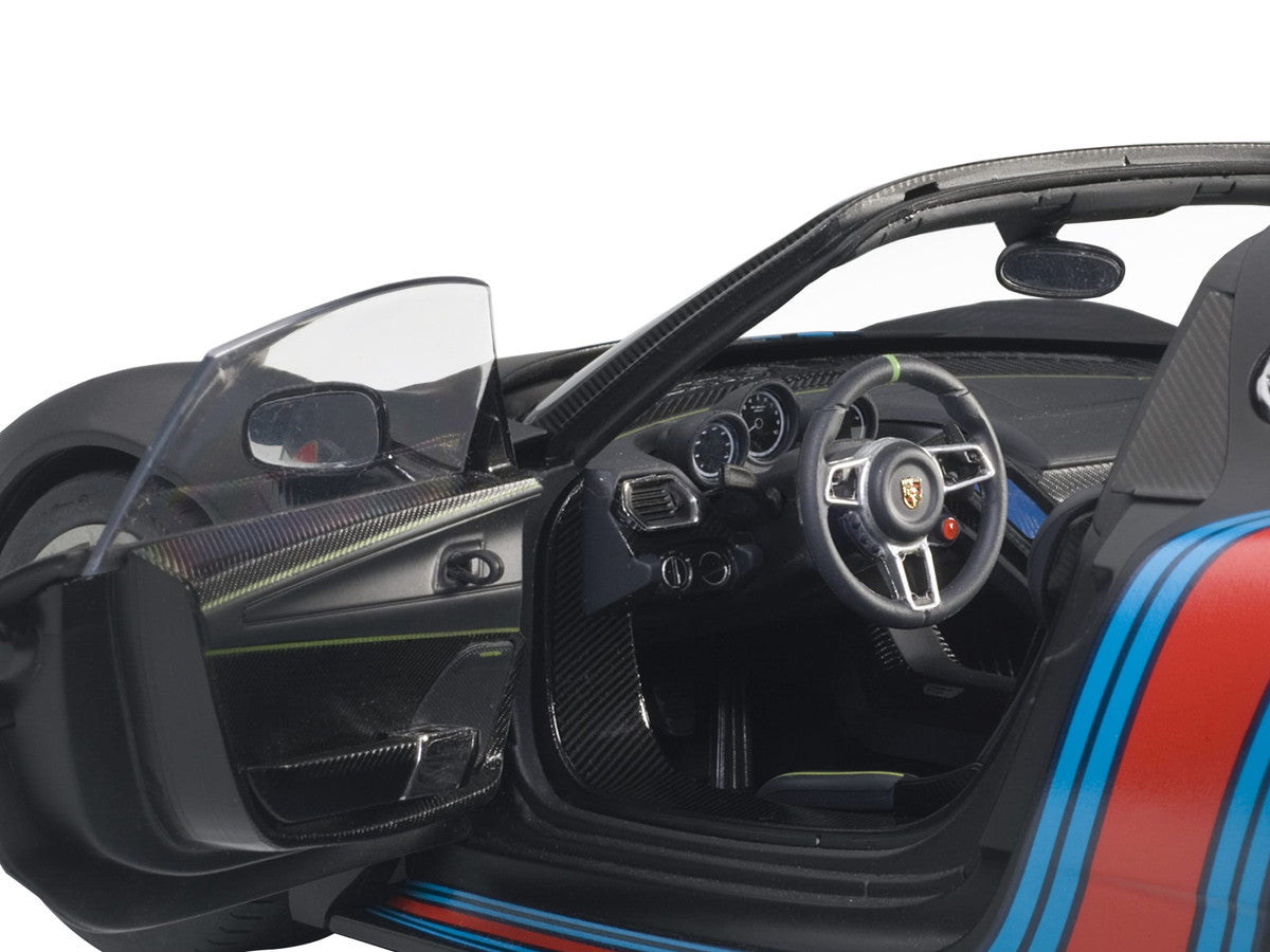 Porsche 918 Spyder Weissach Package Black/ Martini Livery #15 1/18 Model Car by Autoart-3