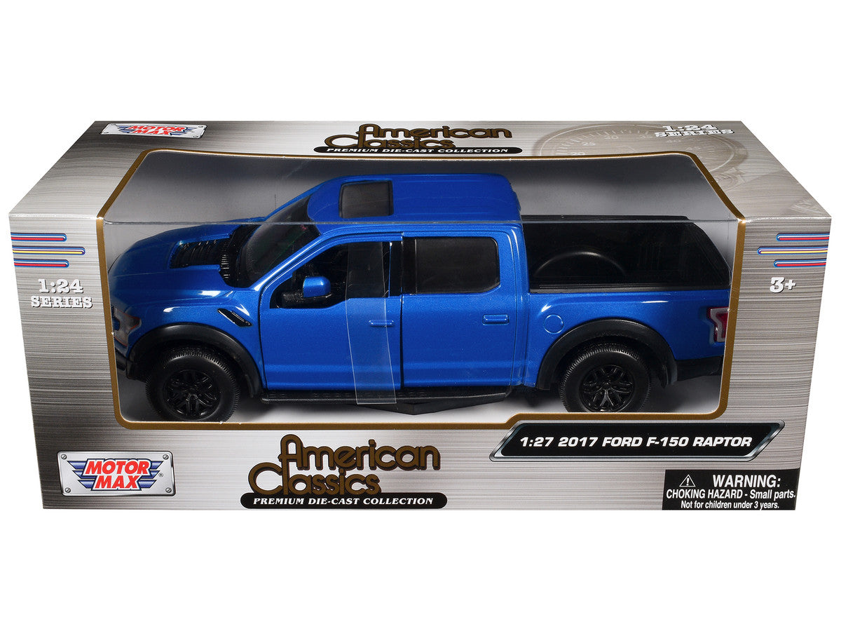 2017 Ford F-150 Raptor Pickup Truck Medium Blue Metallic 1/27 Diecast Model Car by Motormax-0