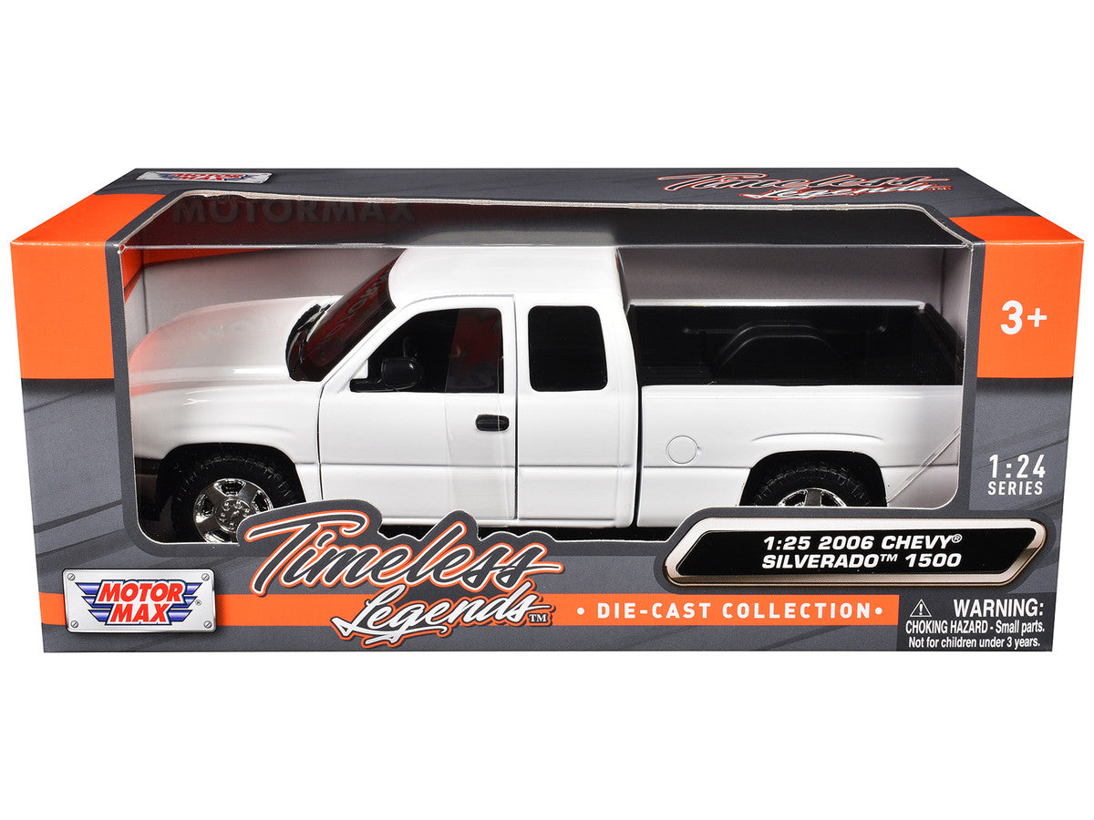 2006 Chevrolet Silverado 1500 Pickup Truck White "Timeless Legends" Series 1/25 Diecast Model Car by Motormax-2