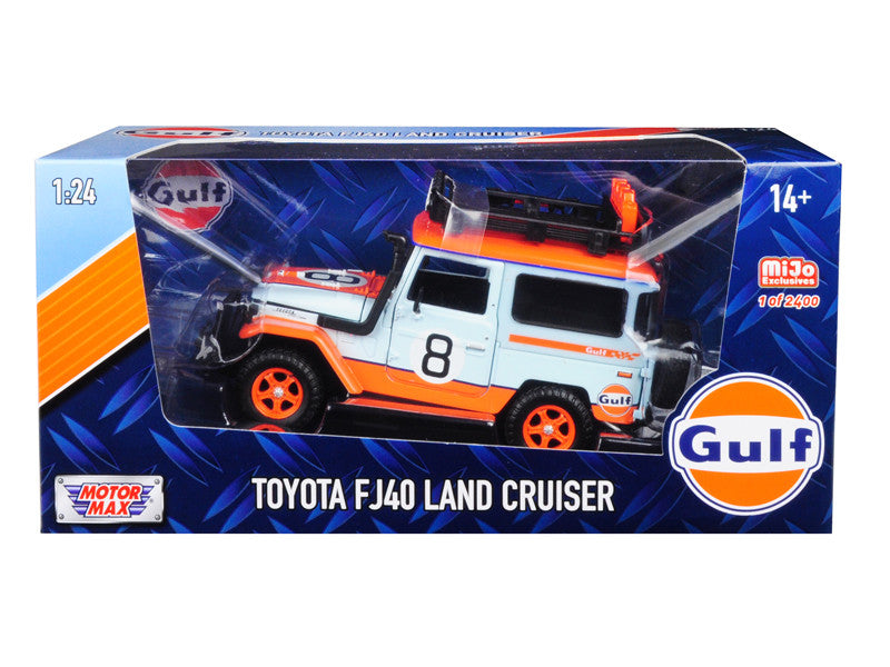 Toyota FJ40 Land Cruiser #8 "Gulf Oil" White Limited Edition to 2400 pieces Worldwide 1/24 Diecast Model Car by Motormax-0