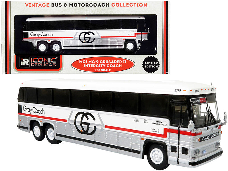 1980 MCI MC-9 Crusader II Intercity Coach Bus "Toronto - Guelph" Ontario (Canada) "Gray Coach" "Vintage Bus & Motorcoach Collection" 1/87 (HO) Diecast Model by Iconic Replicas-0