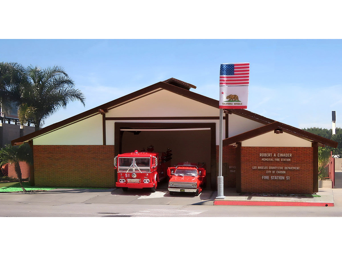 Fire Station 51 LACoFD (Los Angeles County Fire Department) Diorama EZ Assembly Kit "Emergency!" (1972-1977) TV Series 1/87 (HO) Model by Iconic Replicas-1