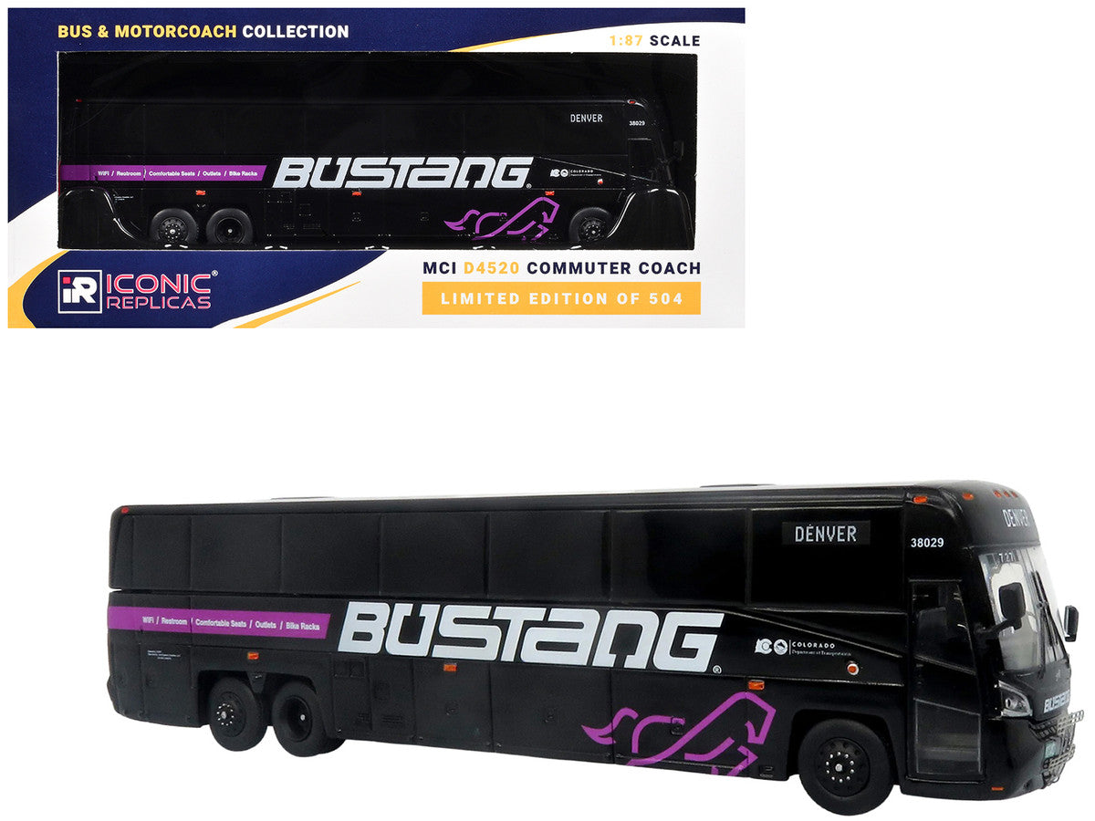 MCI D4520 Commuter Coach Bus "Bustang - Colorado Department of Transportation" Black "The Bus & Motorcoach Collection" Limited Edition to 504 pieces Worldwide 1/87 (HO) Scale Diecast Model by Iconic Replicas-4