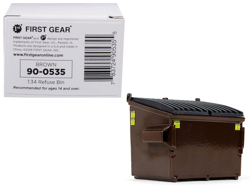 Refuse Trash Bin Brown 1/34 Diecast Model by First Gear-0