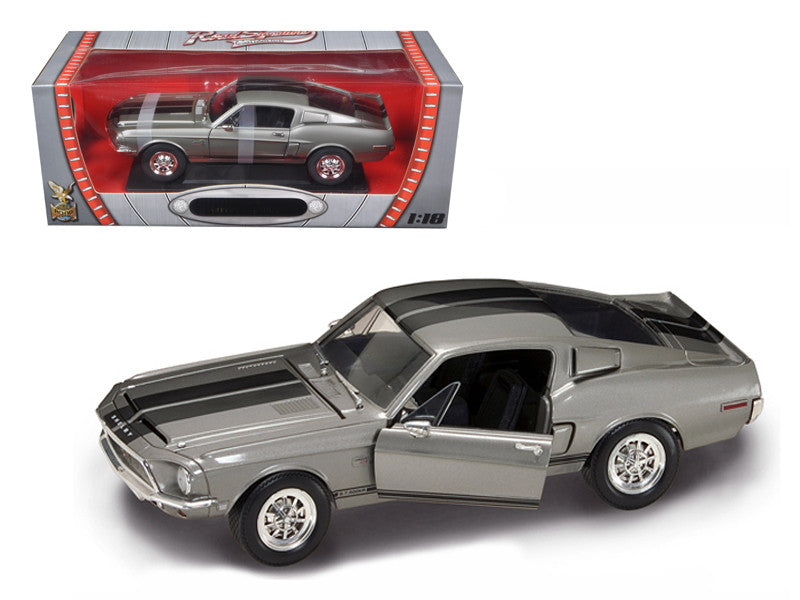 1968 Shelby GT 500KR Silver 1/18 Diecast Model Car by Road Signature-0
