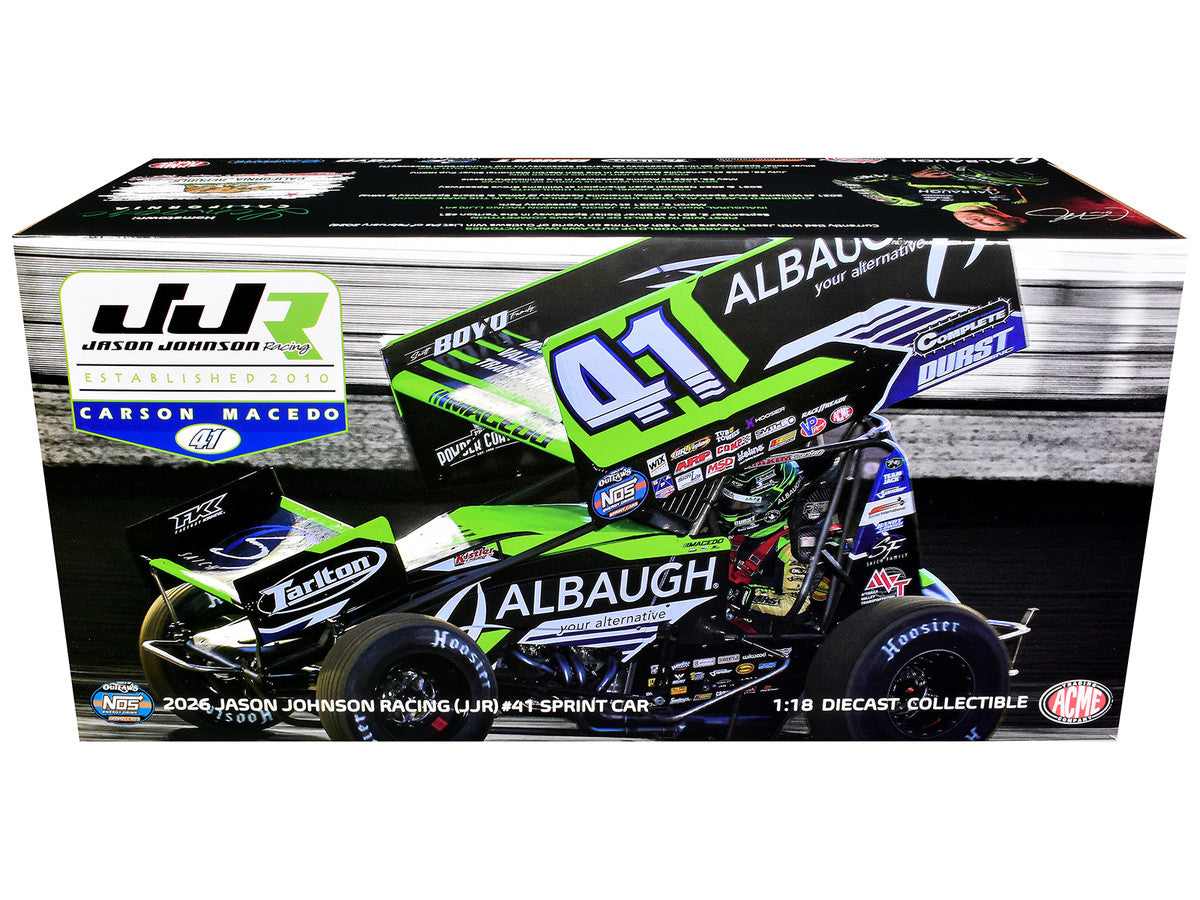Winged Sprint Car #41 Carson Macedo "Albaugh" Jason Johnson Racing (2026) 1/18 Diecast Model Car by ACME-2
