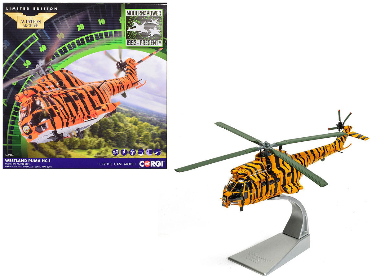 Westland Puma HC-1 Helicopter "No. 230 Squadron NATO Tiger Meet livery RIAT" (2005) Royal Air Force "The Aviation Archive" Series 1/72 Diecast Model by Corgi-4