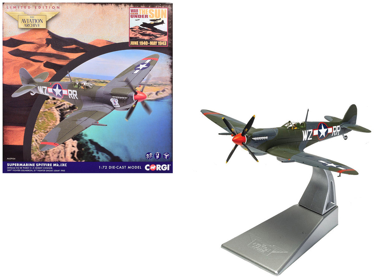 Supermarine Spitfire MkIXC Fighter Aircraft "Porky II Lt Robert Connor 309th Fighter Squadron 31st Fighter Group" (1943) United States Army Air Forces "The Aviation Archive" Series 1/72 Diecast Model by Corgi-4