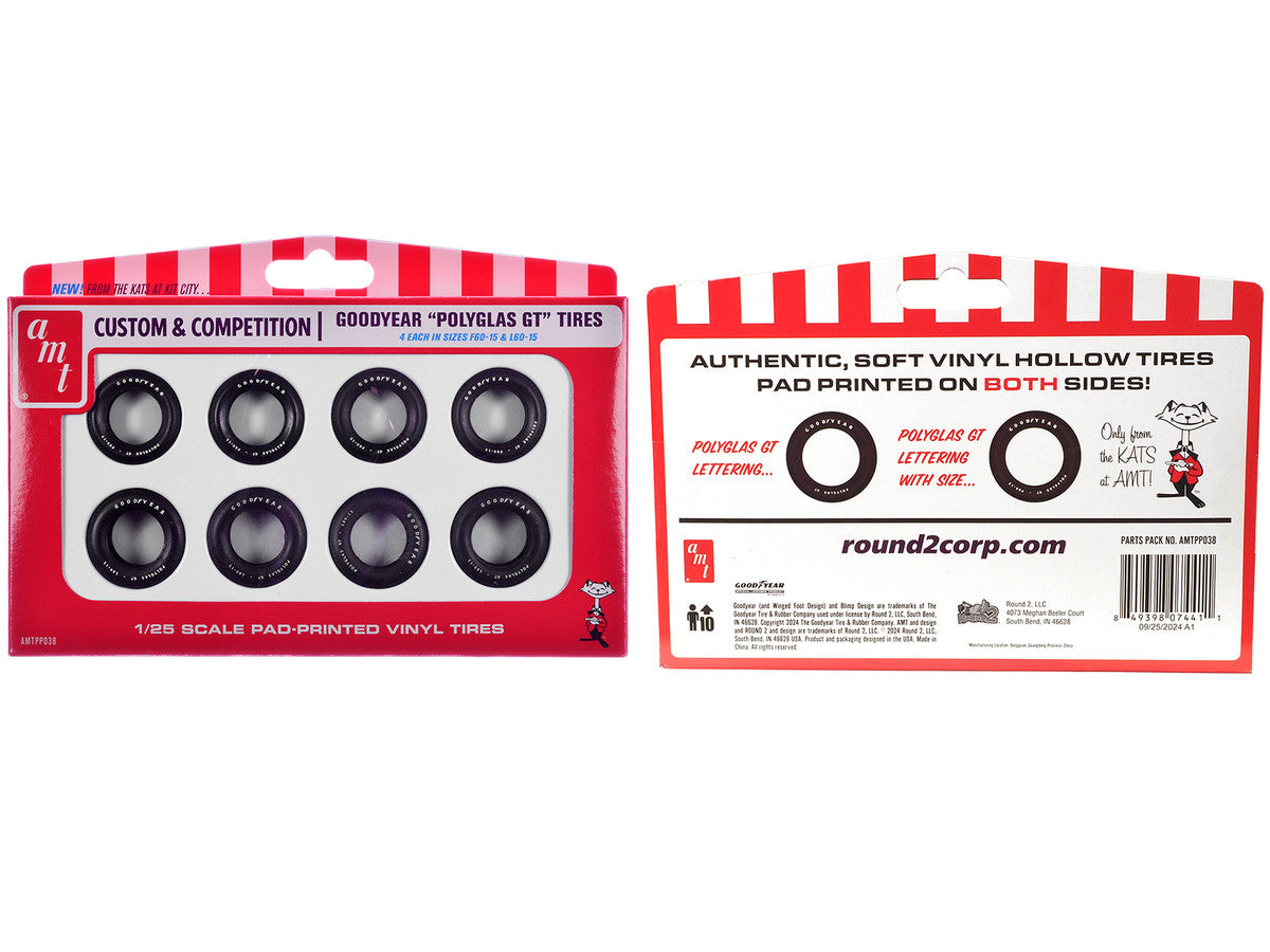 Model Kit "Goodyear Polyglas GT" Tires Set of 8 Pieces for 1/25 Scale Models by AMT-2