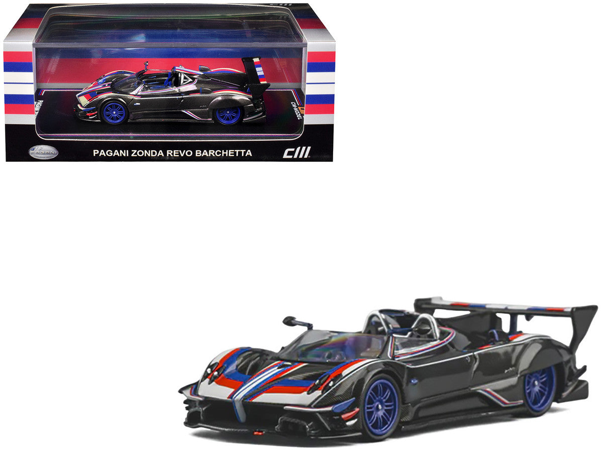 Pagani Zonda Revo Barchetta Carbon with Red White and Blue Stripes 1/64 Diecast Model Car by CM Model-4