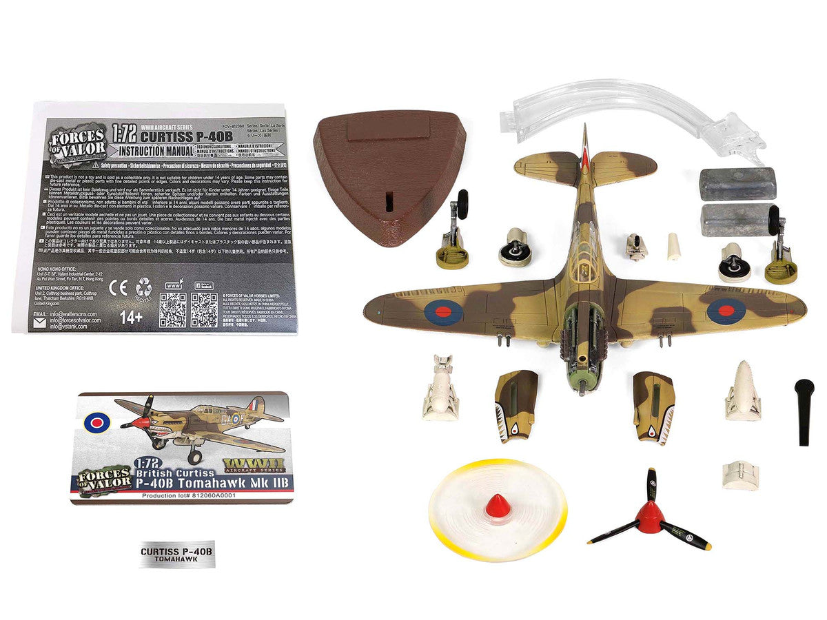 Curtiss P-40B Tomahawk MK IIB Aircraft Fighter "112 Squadron (Royal Air Force) AK402 GA-F North Africa" (October 1941) "WW2 Aircrafts Series" 1/72 Diecast Model by Forces of Valor-4