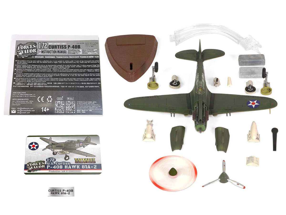 Curtiss P-40B HAWK 81A-2 (P-8127) Aircraft Fighter "47th Pursuit Squadron (15th Pursuit Group) Serial : 316/15P Hawaiian Islands Pearl Habor" (7 December 1941) "WW2 Aircrafts Series" 1/72 Diecast Model by Forces of Valor-4