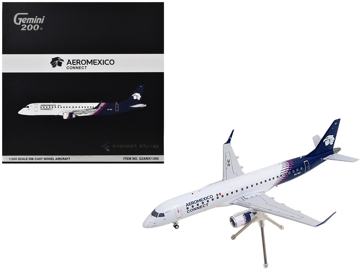Embraer ERJ-190 Commercial Aircraft "Aeromexico Connect" (XA-IAC) White with Blue Tail "Gemini 200" Series 1/200 Diecast Model Airplane by GeminiJets-4