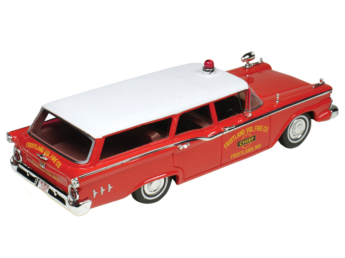 1959 Ford Country Squire "Fruitland MD Fire Chief" Red with White Top Limited Edition to 200 pieces Worldwide 1/43 Model Car by Goldvarg Collection-4