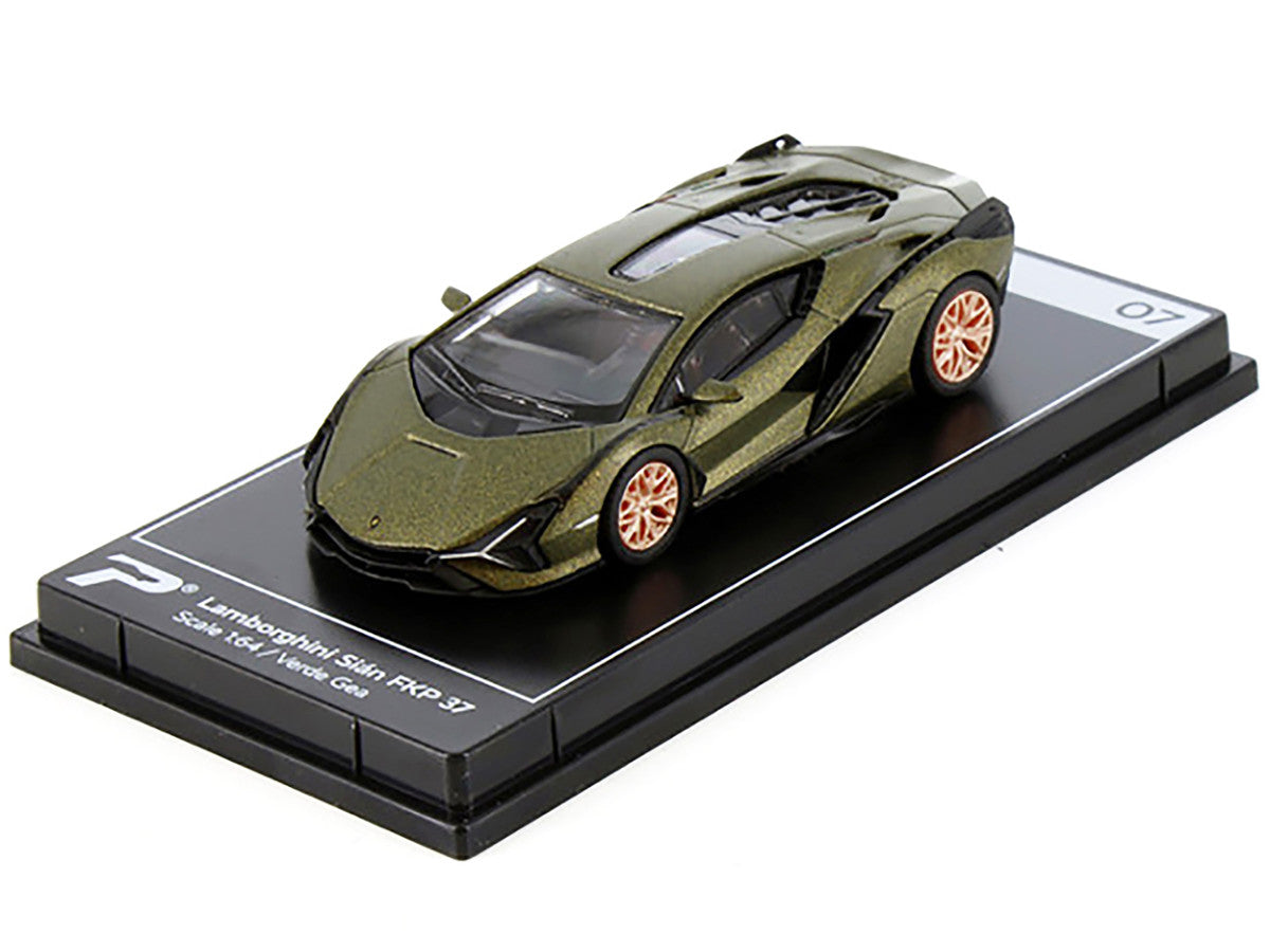 Lamborghini Sian FKP 37 Verde Gea Green Metallic "Hypercar League Collection" 1/64 Diecast Model Car by PosterCars-1