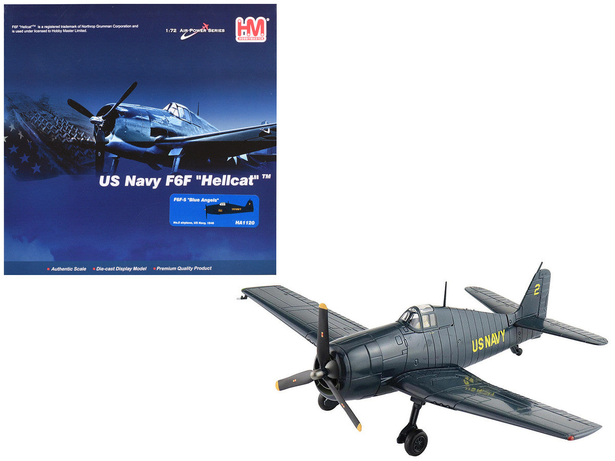 Grumman F6F-5 Hellcat Fighter Aircraft "Blue Angels #2" (1946) United States Navy "Air Power Series" 1/72 Diecast Model by Hobby Master-3