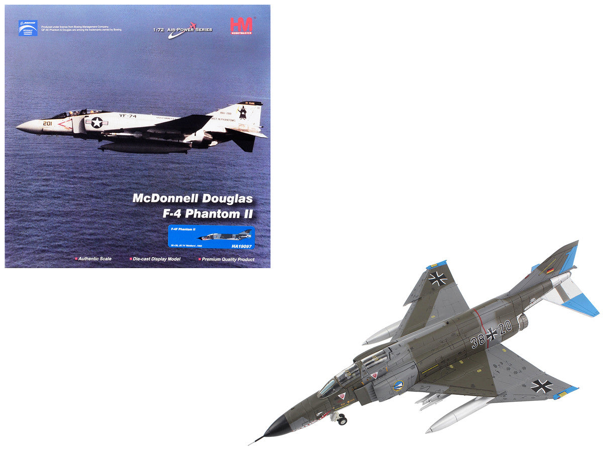 McDonnell Douglas F-4F Phantom II Fighter-Bomber Aircraft "Jagdgeschwader 74 (JG 74) Molders" (1982) German Luftwaffe "Air Power Series" 1/72 Diecast Model by Hobby Master-4
