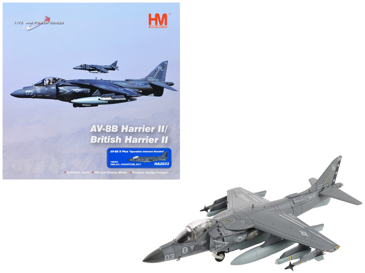 McDonnell Douglas AV-8B Plus Harrier II Aircraft "165357 VMA-231 Ace of Spades Operation Inherent Resolve USCENTCOM" (2017) United States Marine Corps "Air Power Series" 1/72 Diecast Model by Hobby Master-4