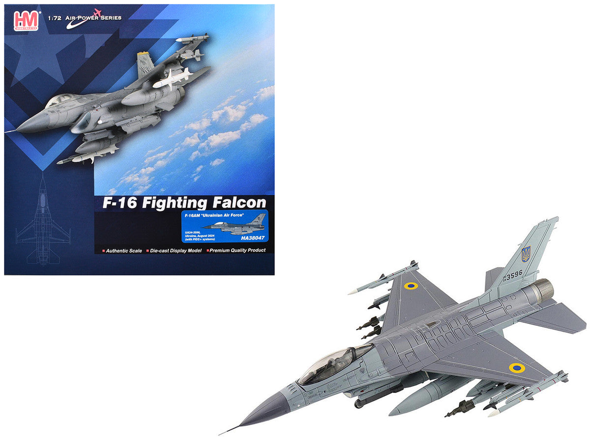 Lockheed F-16AM Fighting Falcon Fighter Aircraft "UA24-3596 Pylon Integrated Dispenser System Plus" (2024) Ukrainian Air Force "Air Power Series" 1/72 Diecast Model by Hobby Master-4