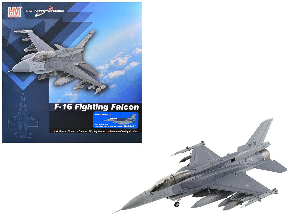 Lockheed F-16D Fighting Falcon Fighter Aircraft "6831 Block 70" (2025) Republic of China Air Force "Air Power Series" 1/72 Diecast Model by Hobby Master-4