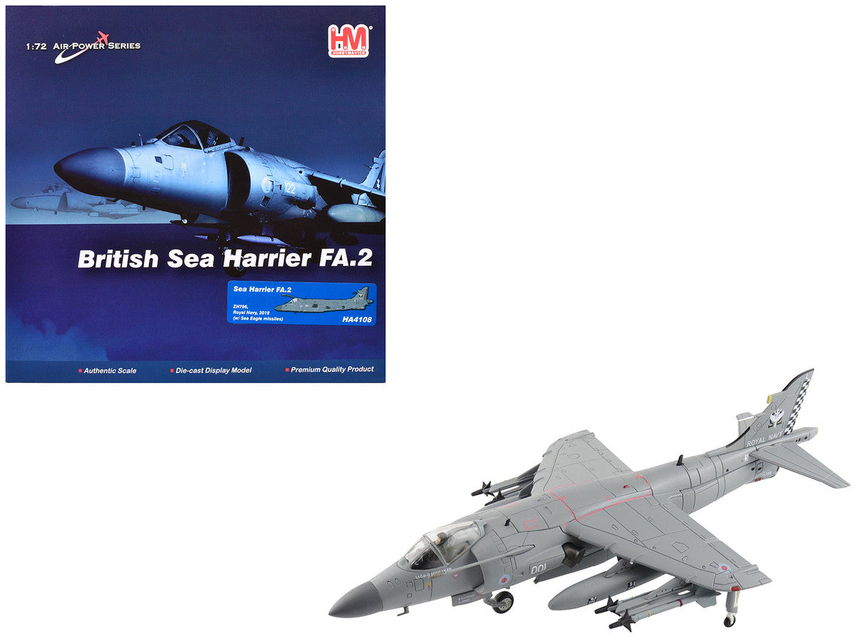 British Aerospace Sea Harrier FA.2 Aircraft with Sea Eagle Missiles "ZH796" (2018) British Royal Navy "Air Power Series" 1/72 Diecast Model by Hobby Master-3