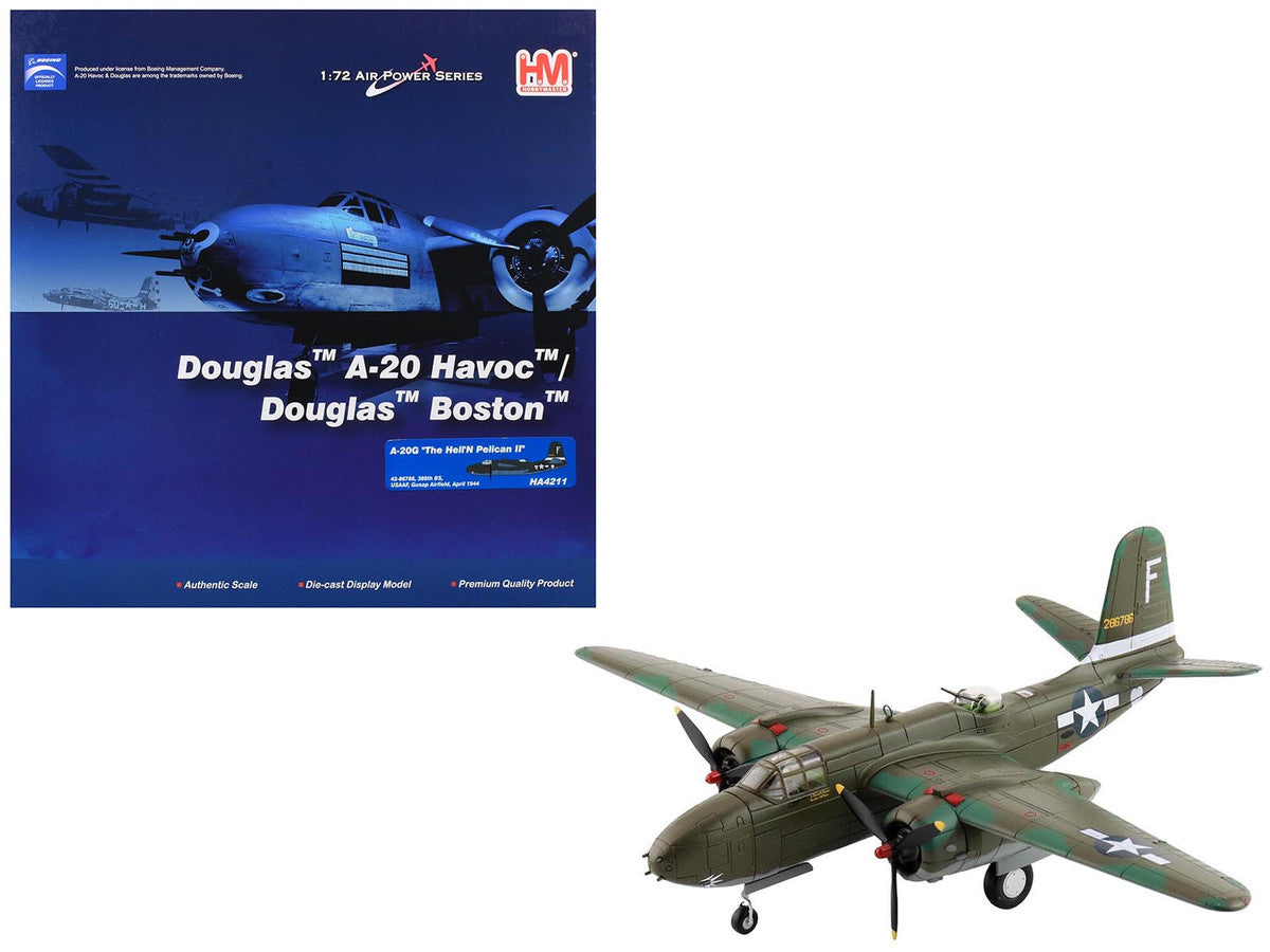 Douglas A-20G Havoc Aircraft "42-86786 Hell'N Pelican II 388th Bomb Squadron Gusap Airfield" (1944) United States Army Air Forces "Air Power Series" 1/72 Diecast Model by Hobby Master-4
