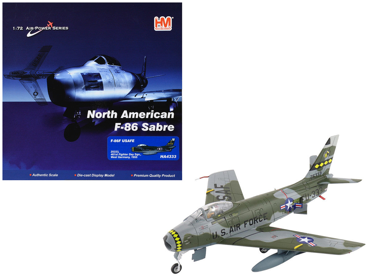North American F-86F Sabre Fighter Aircraft "25333 461st Fighter Day Squadron West Germany" (1955) United States Air Forces in Europe "Air Power Series" 1/72 Diecast Model by Hobby Master-4