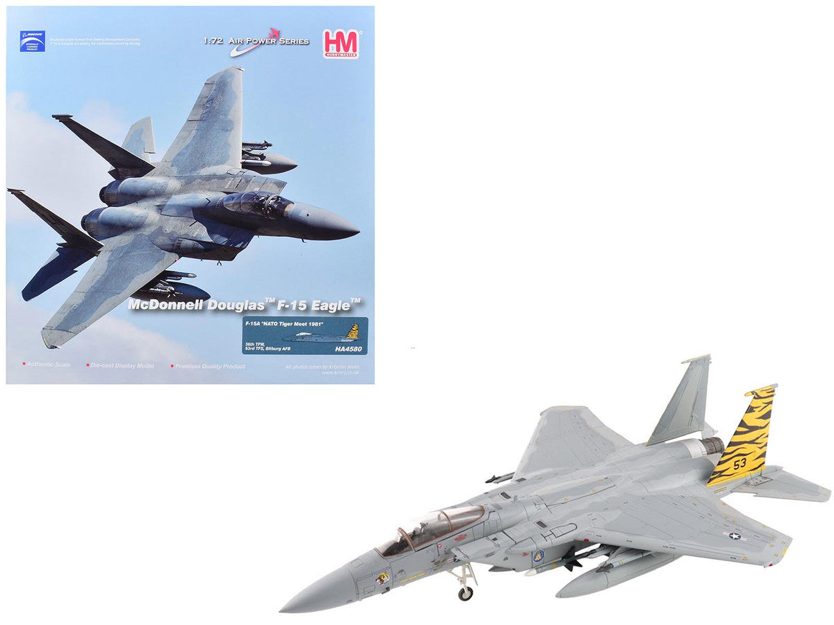 McDonnell Douglas F-15A Eagle Fighter Aircraft "NATO Tiger Meet 36th TFW 53rd TFS Bitburg AFB" (1981) United States Air Force "Air Power Series" 1/72 Diecast Model by Hobby Master-4