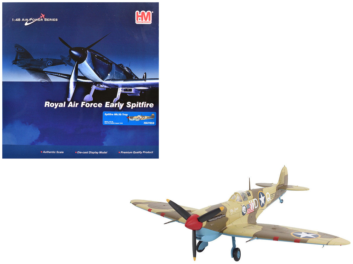 Supermarine Spitfire Mk.Vb Trop Fighter Aircraft "ER570 4th Fighter Squadron 52nd Fighter Group" (1943) Mediterranean Allied Coastal Air Force "Air Power Series" 1/48 Diecast Model by Hobby Master-4