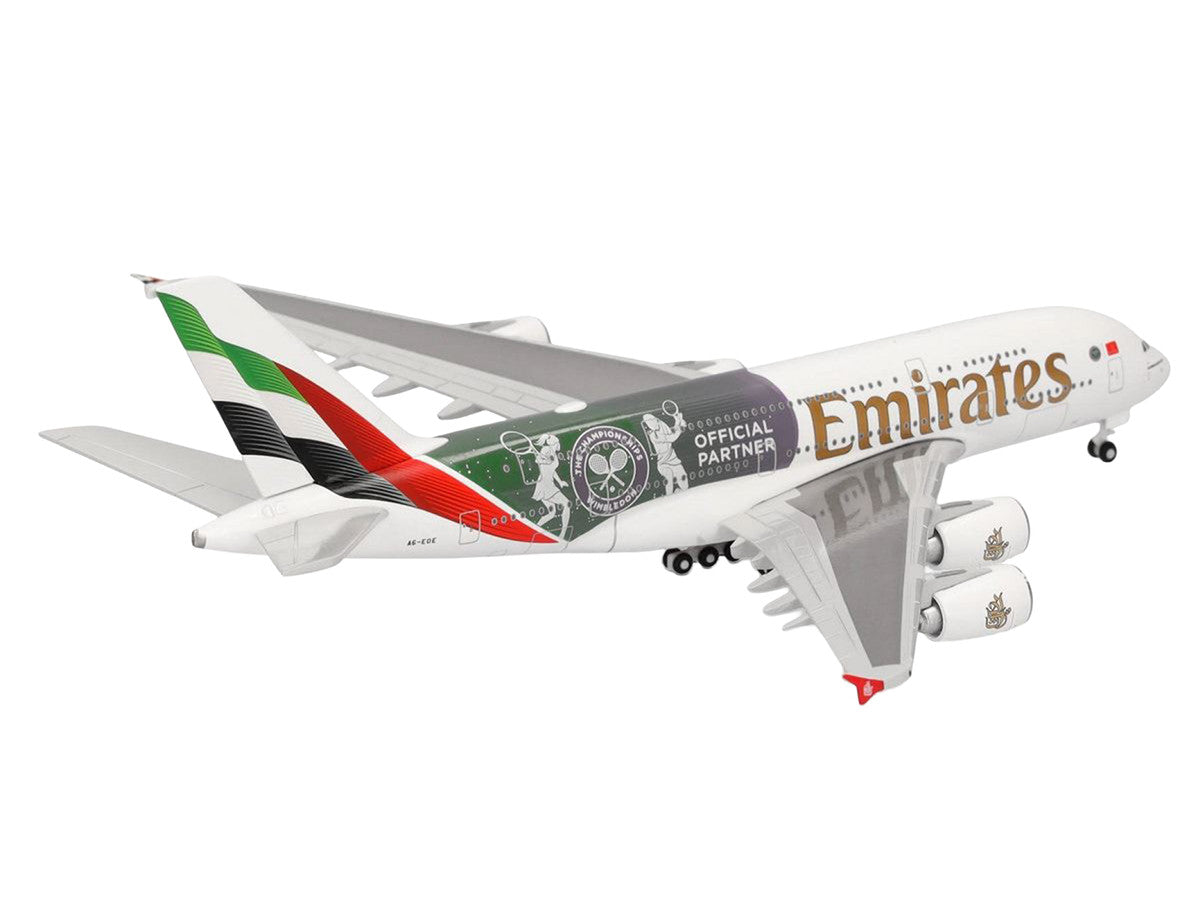 Airbus A380-800 Commercial Aircraft "Emirates Airlines - Wimbledon Official Partner" (A6-EOE) White with Graphics 1/500 Diecast Model Airplane by Herpa-3