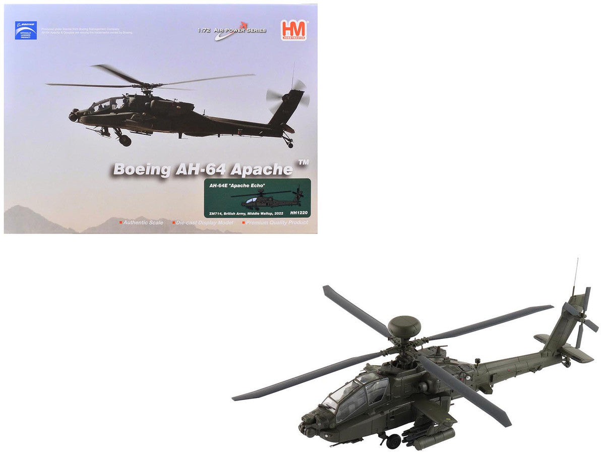 Boeing AH-64E Apache Echo Attack Helicopter "ZM714 Middle Wallop" (2022) British Army "Air Power Series" 1/72 Diecast Model by Hobby Master-4