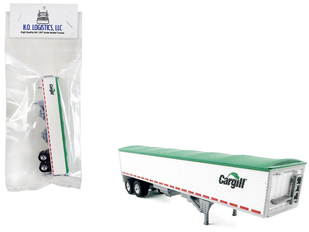 Covered Grain Trailer White with Green Tarp "Cargill" 1/87 (HO) Plastic Model Car by HO Logistics-4