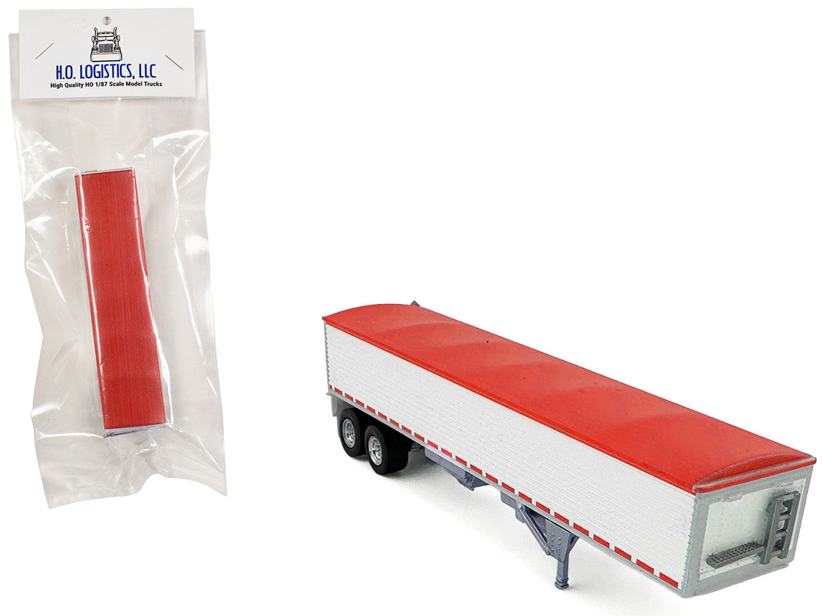 Covered Grain Trailer White with Red Tarp 1/87 (HO) Plastic Model Car by HO Logistics-2