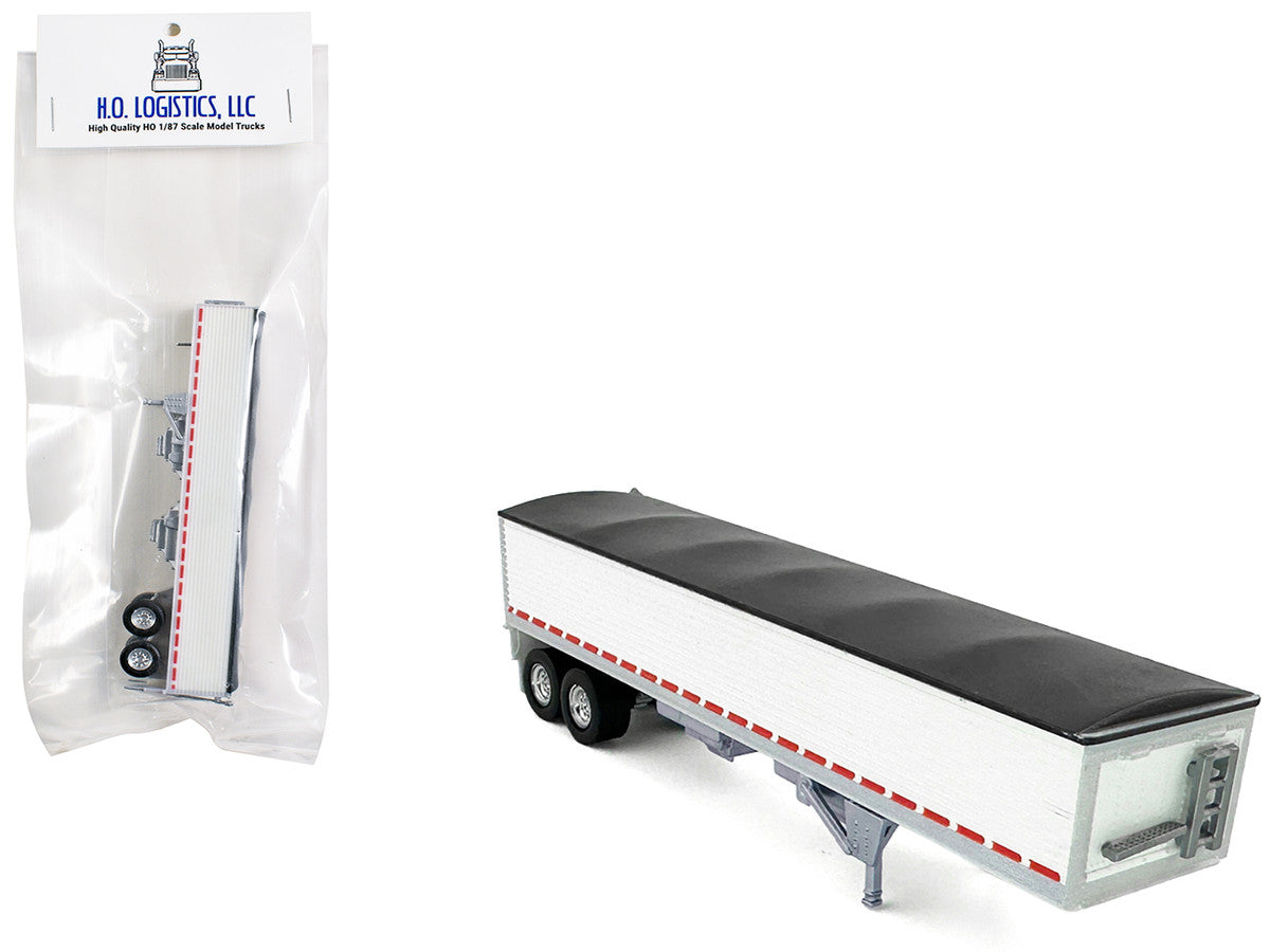 Covered Grain Trailer White with Black Tarp 1/87 (HO) Plastic Model Car by HO Logistics-2