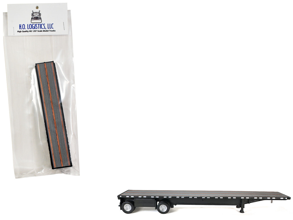 High Boy Spread Axle Flatbed Trailer Black 1/87 (HO) Plastic Model Car by HO Logistics-2