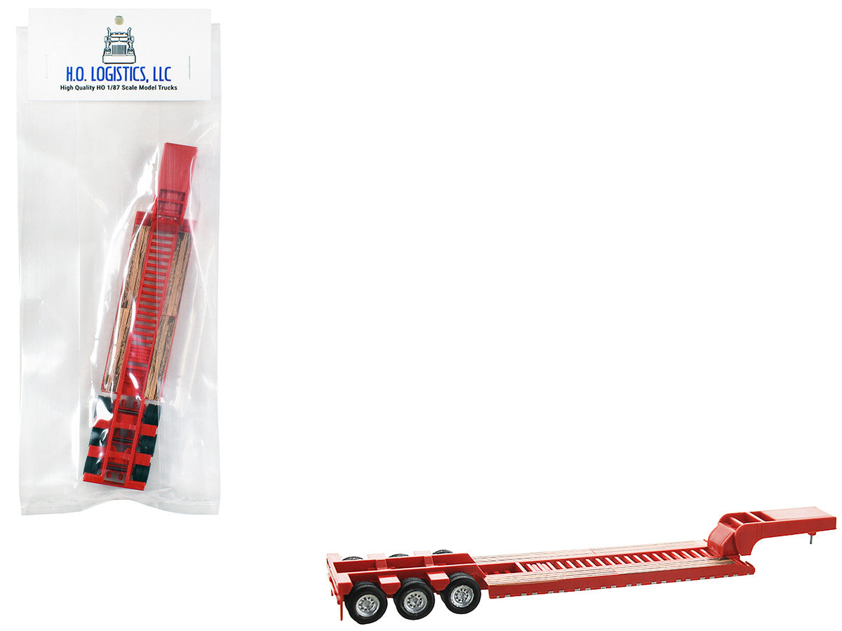 Low Boy Flatbed Trailer Red 1/87 (HO) Plastic Model Car by HO Logistics-2