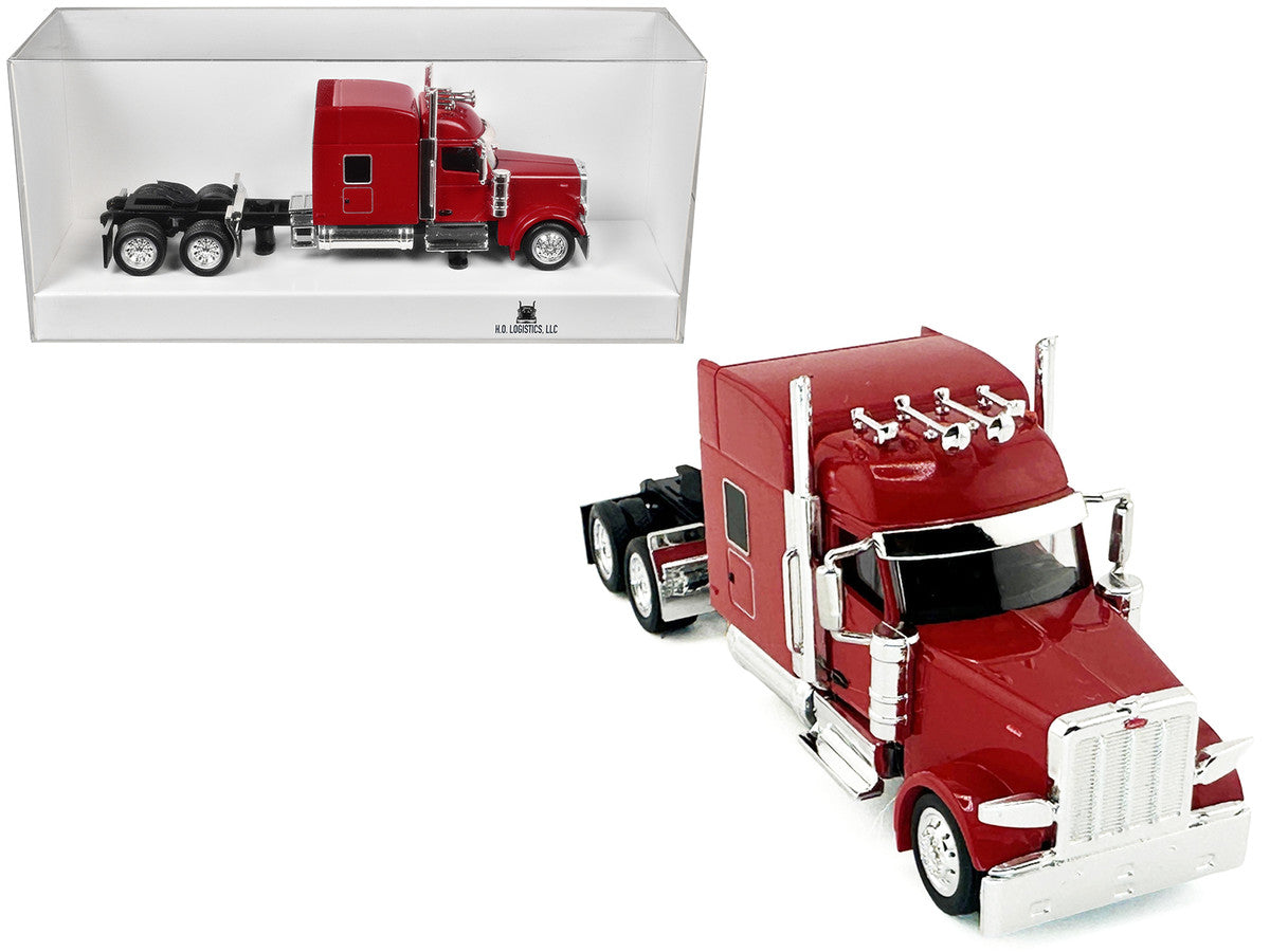 Peterbilt 589 with Stand Up Sleeper Cab Red 1/87 (HO) Plastic Model Car by HO Logistics-2