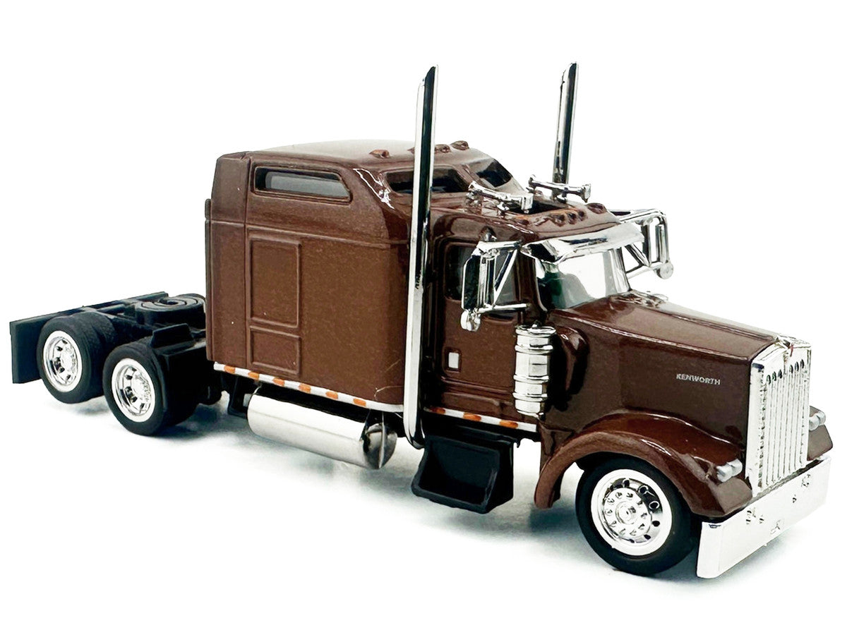 Kenworth W900L Truck Tractor with Sleeper Cab Brown Metallic 1/87 (HO) Scale Plastic Model Car by HO Logistics-2