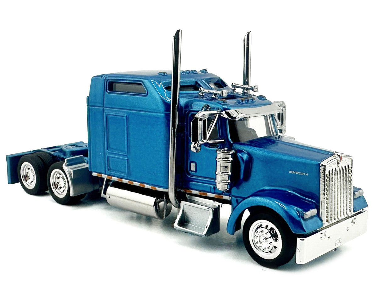 Kenworth W900L Truck Tractor with Sleeper Cab Blue Metallic 1/87 (HO) Scale Plastic Model Car by HO Logistics-2