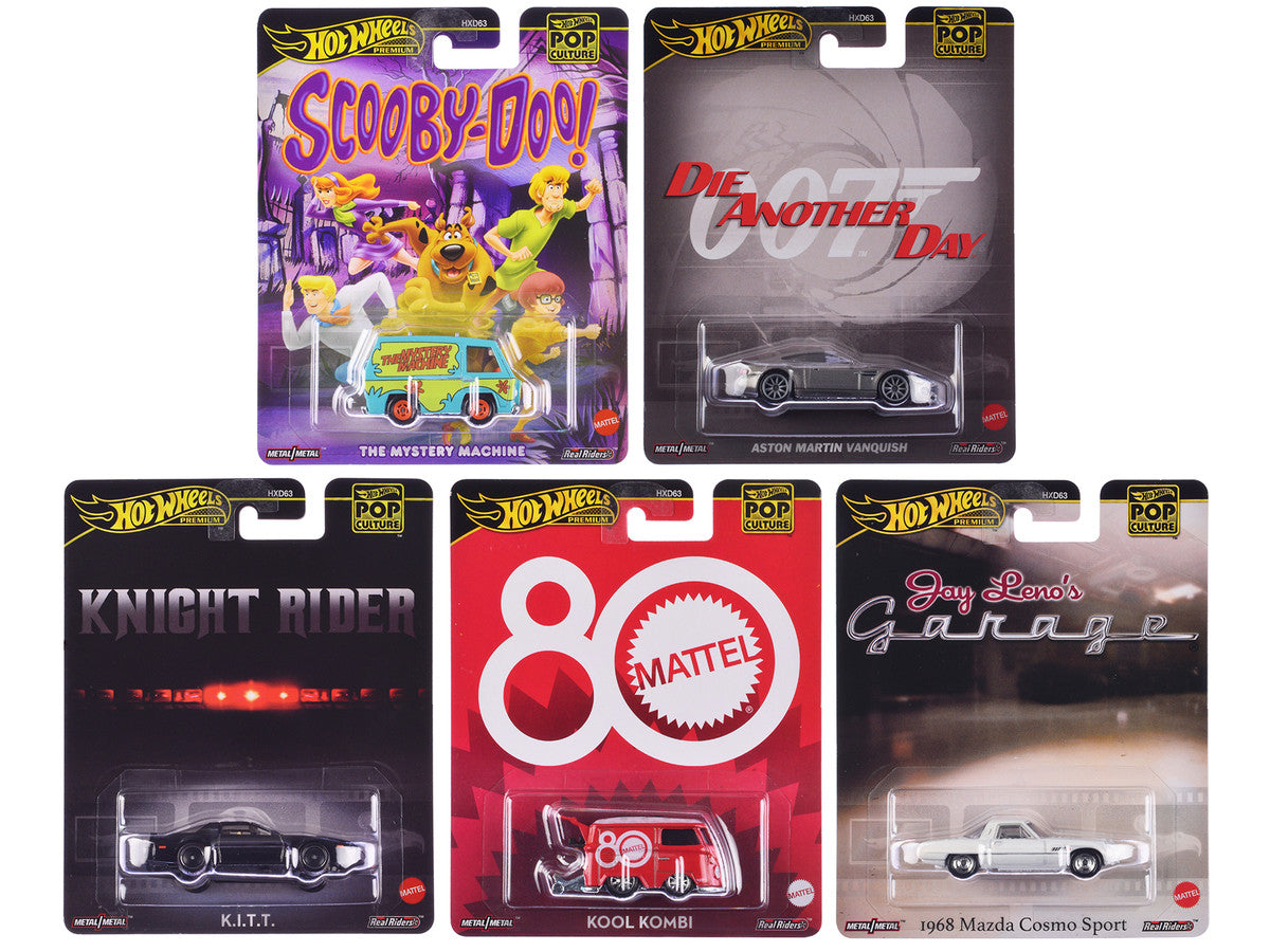 "Pop Culture 2024" 5 piece Set G "Premium Series" Diecast Model Cars by Hot Wheels-0