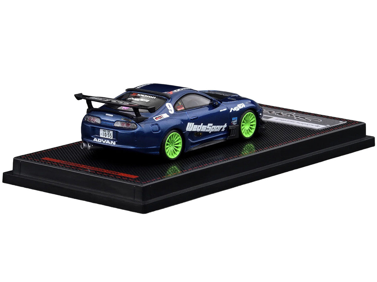 Toyota Supra (JZA80) RZ RHD (Right Hand Drive) #9 "WedsSport" Blue Metallic with Graphics 1/64 Diecast Model Car by Ignition Model-2