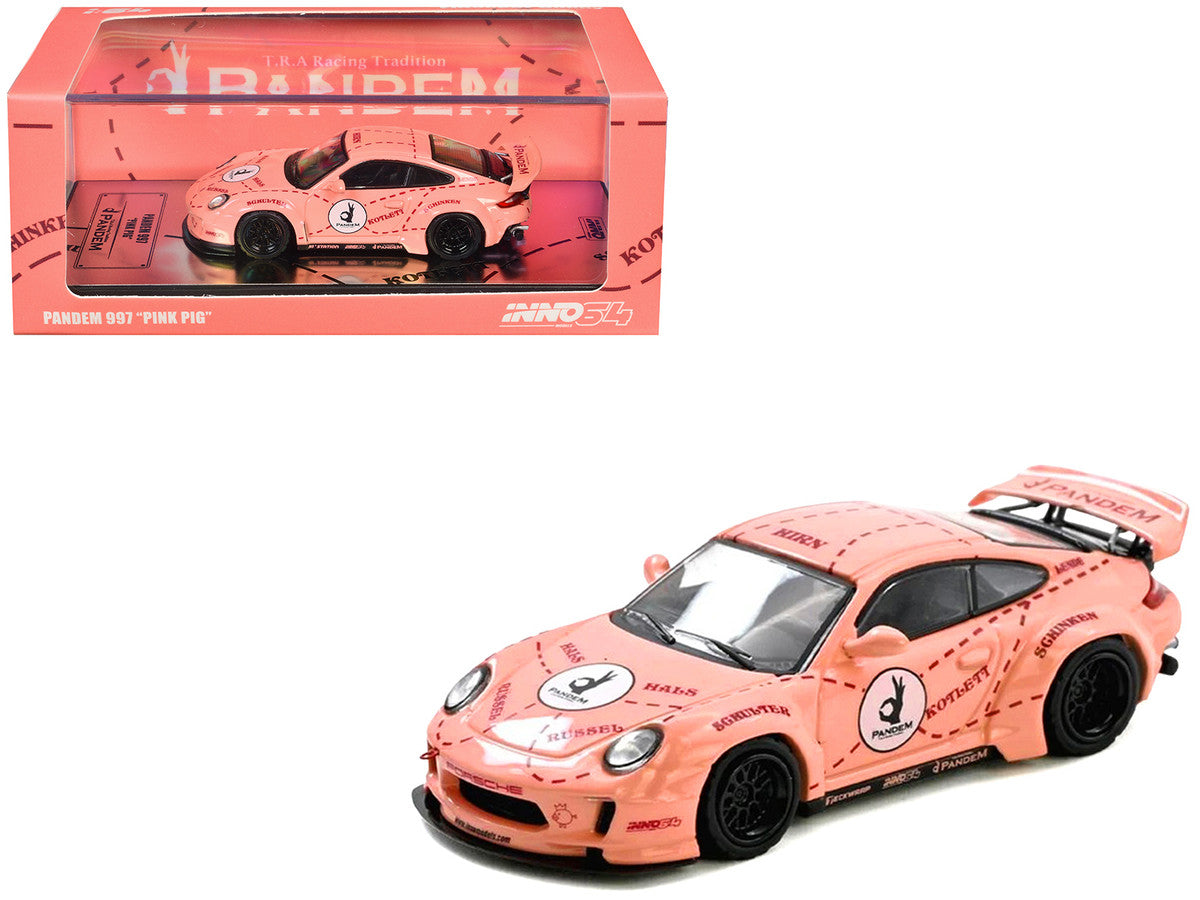 Pandem 997 "Pink Pig" Pink with Graphics 1/64 Diecast Model Car by Inno Models-4