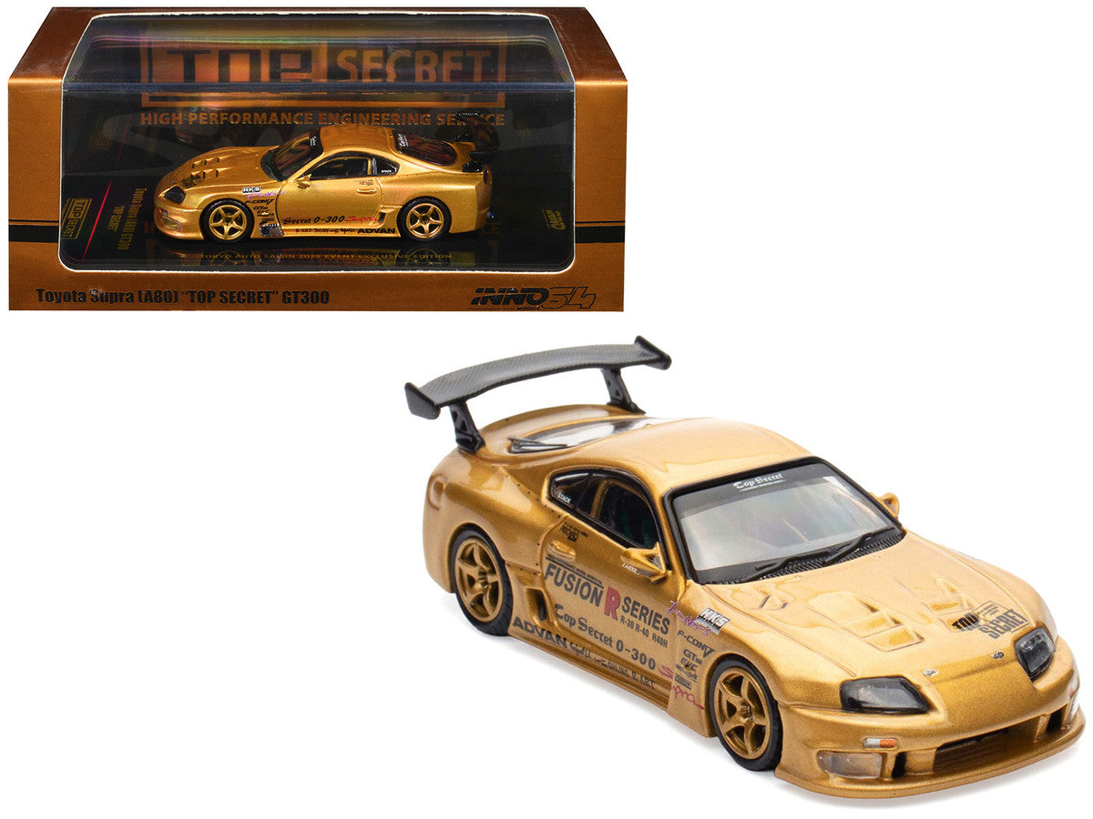 Toyota Supra (A80) "Top Secret" GT300 RHD (Right Hand Drive) Gold Metallic "Tokyo Auto Salon 2025 Event Exclusive" 1/64 Diecast Model Car by Inno Models-4