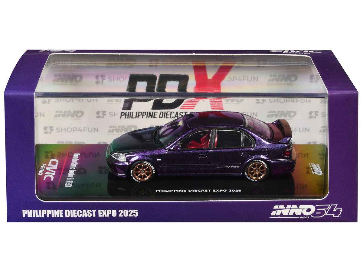 Honda Civic Ferio Si (EK) RHD (Right Hand Drive) Midnight Purple Metallic "Philippine Diecast Expo 2025 Event Edition" 1/64 Diecast Model Car by Inno Models-0