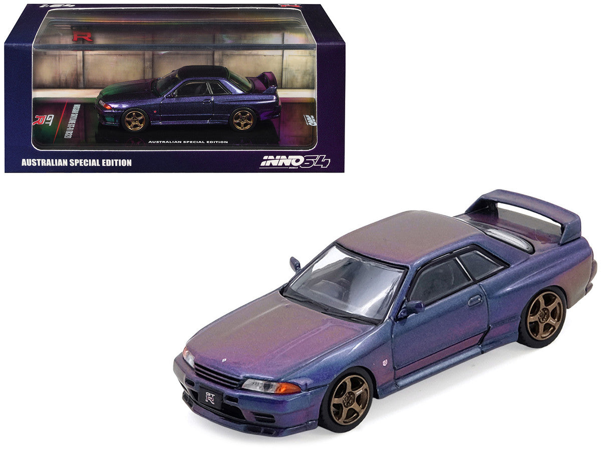 Nissan Skyline GT-R (R32) RHD (Right Hand Drive) Midnight Purple Metallic "Australian Special Edition" 1/64 Diecast Model Car by Inno Models-3