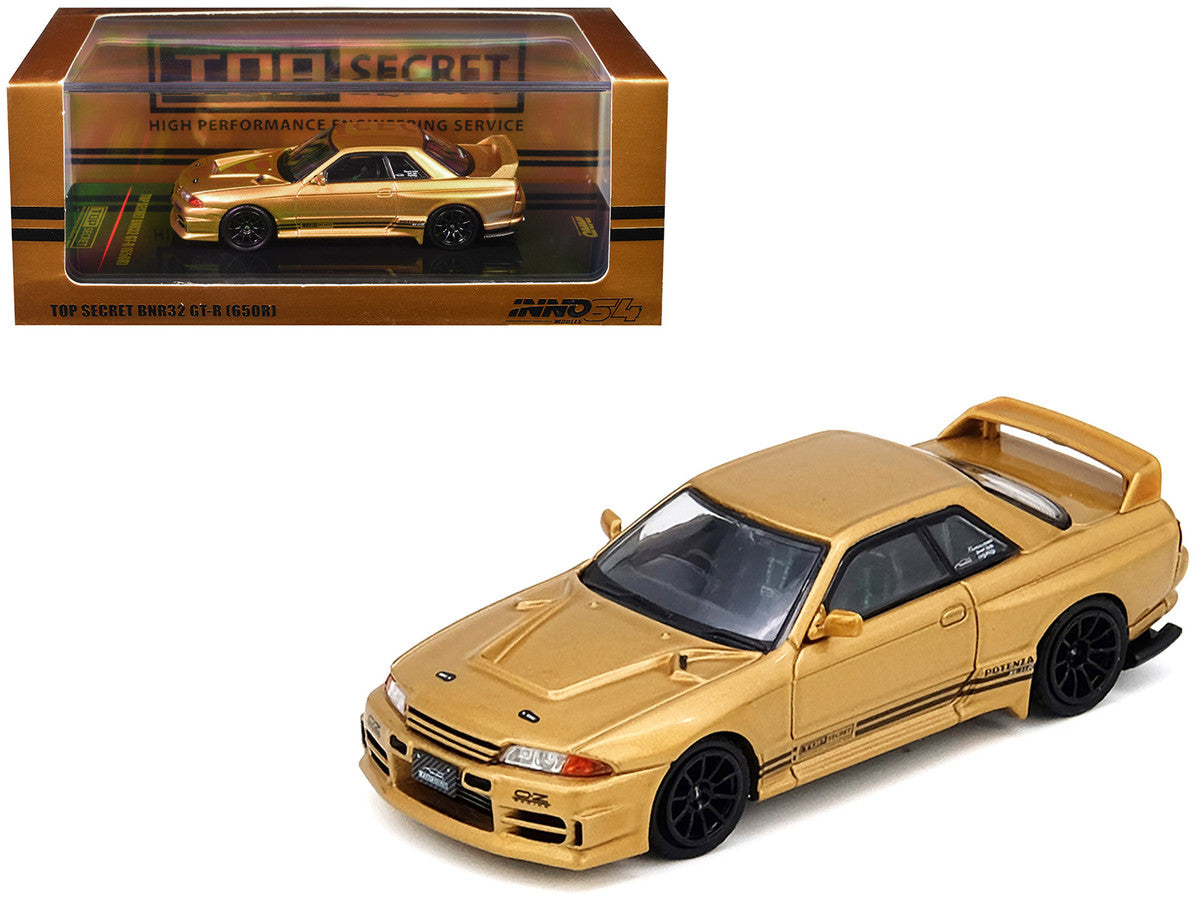 Nissan Skyline "Top Secret" BNR32 GT-R (650R) RHD (Right Hand Drive) Gold Metallic 1/64 Diecast Model Car by Inno Models-3