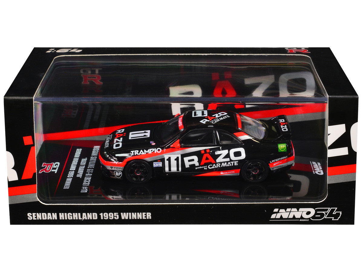 Nissan Skyline GT-R (R33) RHD (Right Hand Drive) #11 "Razo Trampio" N1 Super Endurance Series "Sedan Highland" (1995) 1/64 Diecast Model Car by Inno Models-2