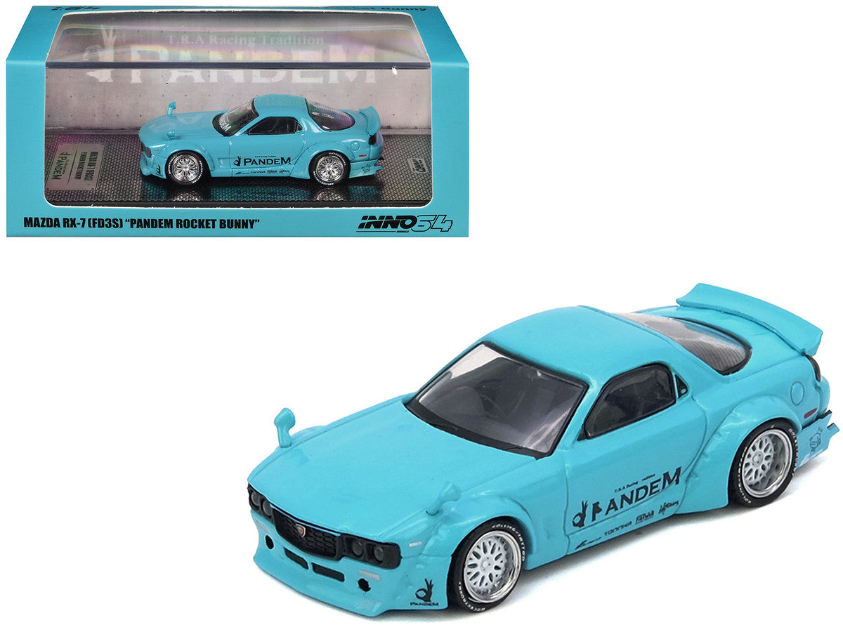 Mazda RX-7 (FD3S) RHD (Right Hand Drive) "Pandem Rocket Bunny" Light Blue 1/64 Diecast Model Car by Inno Models-3