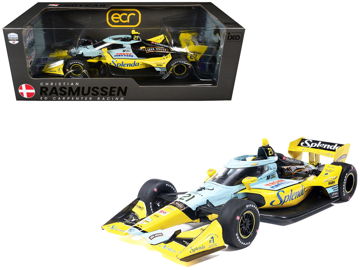 Dallara IndyCar #21 Christian Rasmussen "Splenda" Ed Carpenter Racing (Road Course Configuration) "NTT IndyCar Series" (2026) 1/18 Diecast Model Car by IXO Models-4